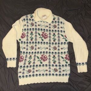 The American Collection Vintage Floral Cottagecore Collared Knit Sweater